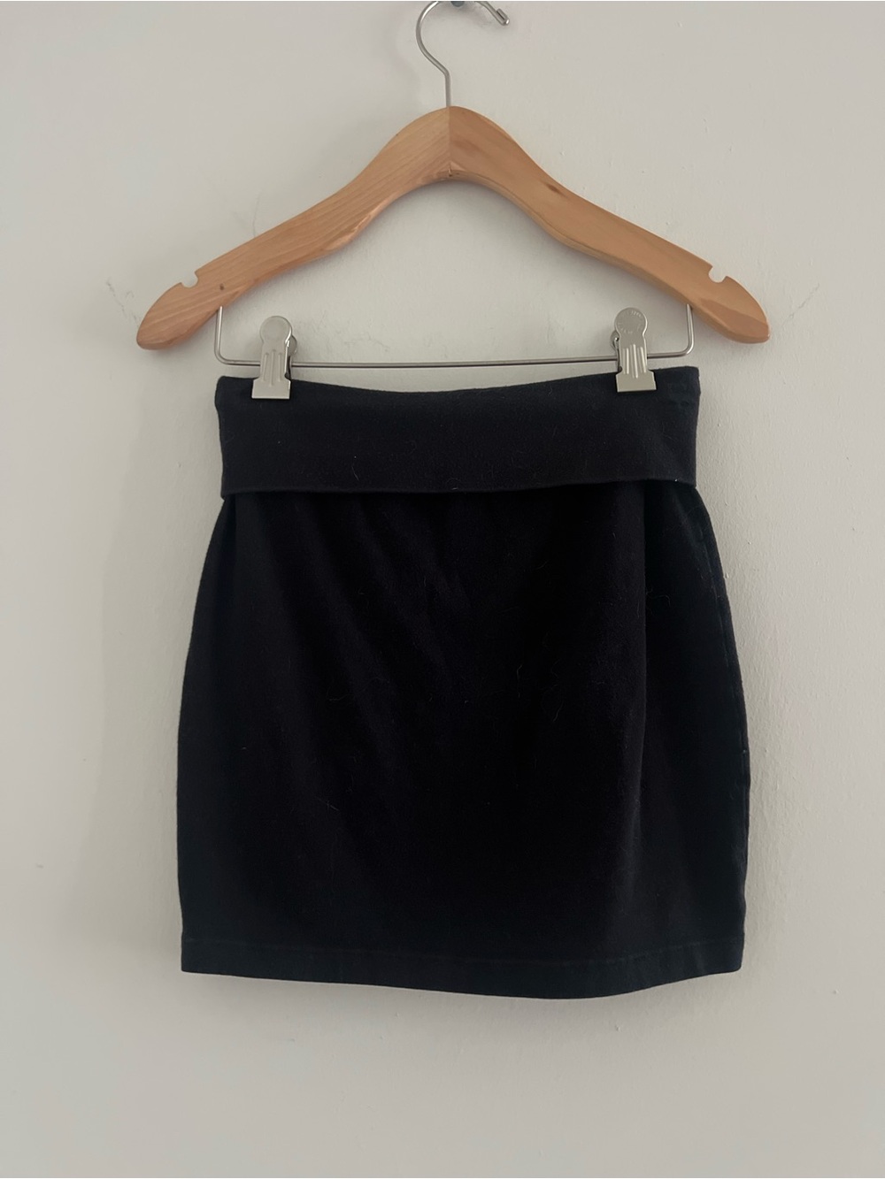 Black Fold Over Mini Skirt